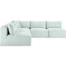 Meridian Shaggy Mint Corduroy Performance Fabric Modular Sectional IMAGE 4