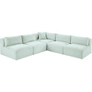 Meridian Shaggy Mint Corduroy Performance Fabric Modular Sectional IMAGE 6