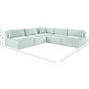 Meridian Shaggy Mint Corduroy Performance Fabric Modular Sectional IMAGE 9