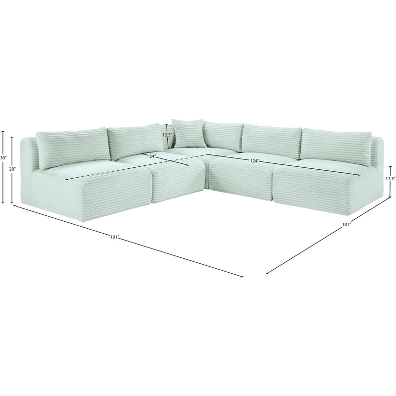Meridian Shaggy Mint Corduroy Performance Fabric Modular Sectional IMAGE 9