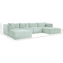 Meridian Shaggy Mint Corduroy Performance Fabric Modular Sectional IMAGE 12