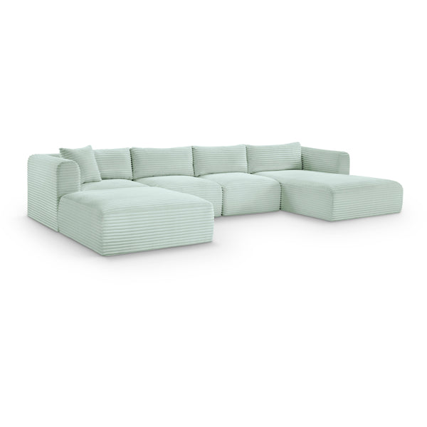 Meridian Shaggy Mint Corduroy Performance Fabric Modular Sectional IMAGE 1