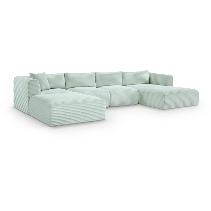 Meridian Shaggy Mint Corduroy Performance Fabric Modular Sectional IMAGE 1