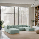 Meridian Shaggy Mint Corduroy Performance Fabric Modular Sectional IMAGE 2