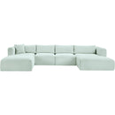 Meridian Shaggy Mint Corduroy Performance Fabric Modular Sectional IMAGE 3