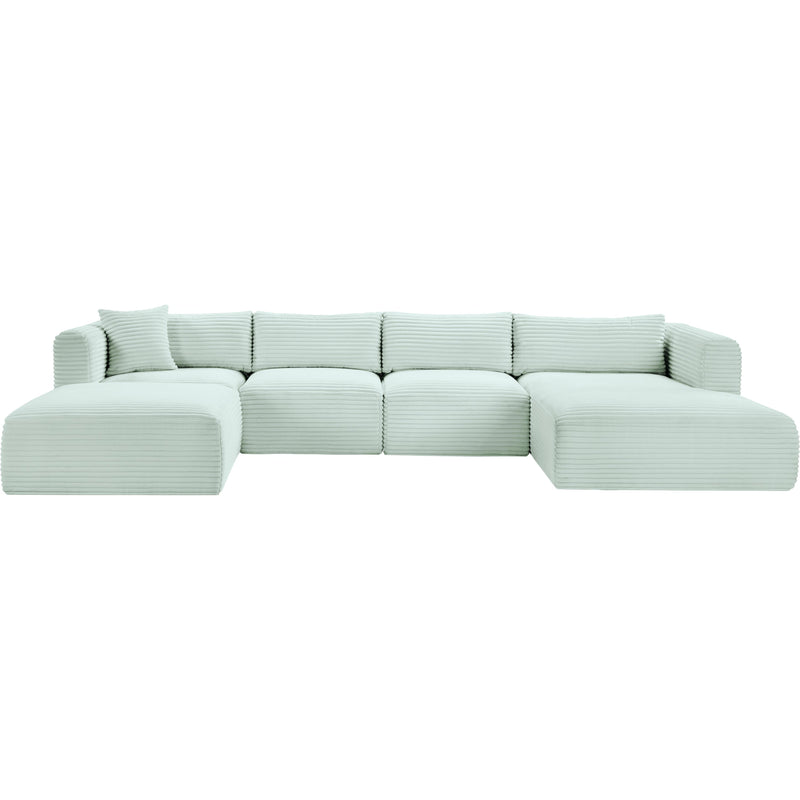 Meridian Shaggy Mint Corduroy Performance Fabric Modular Sectional IMAGE 3