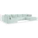 Meridian Shaggy Mint Corduroy Performance Fabric Modular Sectional IMAGE 12