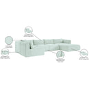 Meridian Shaggy Mint Corduroy Performance Fabric Modular Sectional IMAGE 13