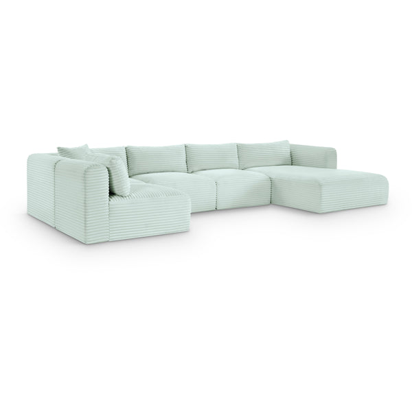 Meridian Shaggy Mint Corduroy Performance Fabric Modular Sectional IMAGE 1