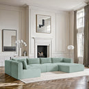 Meridian Shaggy Mint Corduroy Performance Fabric Modular Sectional IMAGE 2