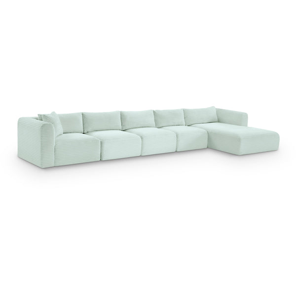 Meridian Shaggy Mint Corduroy Performance Fabric Modular Sectional IMAGE 1