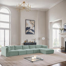Meridian Shaggy Mint Corduroy Performance Fabric Modular Sectional IMAGE 2
