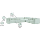 Meridian Shaggy Mint Corduroy Performance Fabric Modular Sectional IMAGE 13