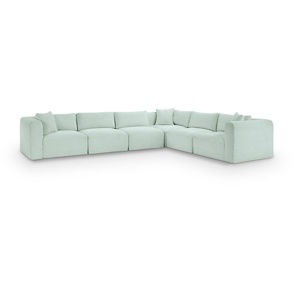 Meridian Shaggy Mint Corduroy Performance Fabric Modular Sectional IMAGE 1