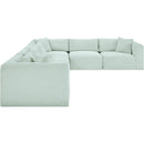 Meridian Shaggy Mint Corduroy Performance Fabric Modular Sectional IMAGE 4