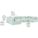 Meridian Shaggy Mint Corduroy Performance Fabric Modular Sectional IMAGE 13
