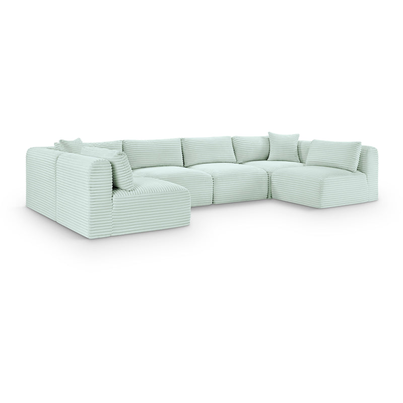 Meridian Shaggy Mint Corduroy Performance Fabric Modular Sectional IMAGE 1