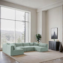 Meridian Shaggy Mint Corduroy Performance Fabric Modular Sectional IMAGE 2