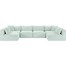 Meridian Shaggy Mint Corduroy Performance Fabric Modular Sectional IMAGE 3