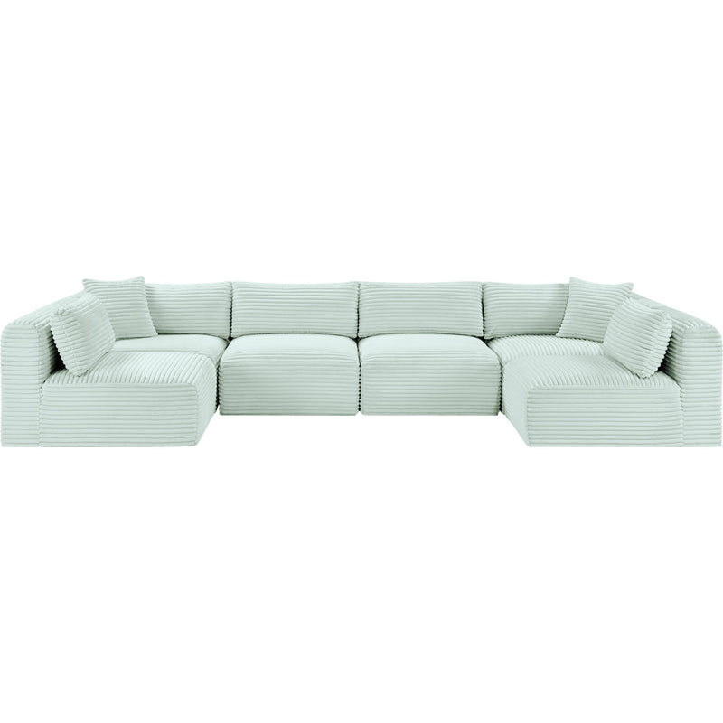 Meridian Shaggy Mint Corduroy Performance Fabric Modular Sectional IMAGE 3