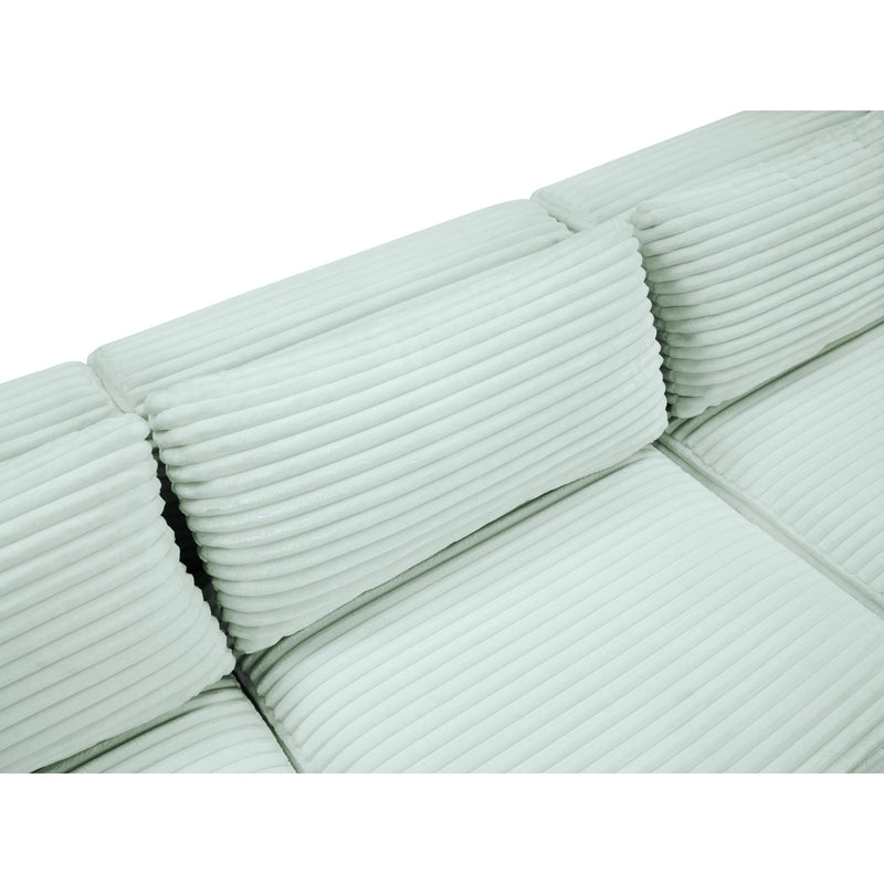 Meridian Shaggy Mint Corduroy Performance Fabric Modular Sectional IMAGE 8