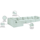 Meridian Shaggy Mint Corduroy Performance Fabric Modular Sectional IMAGE 13
