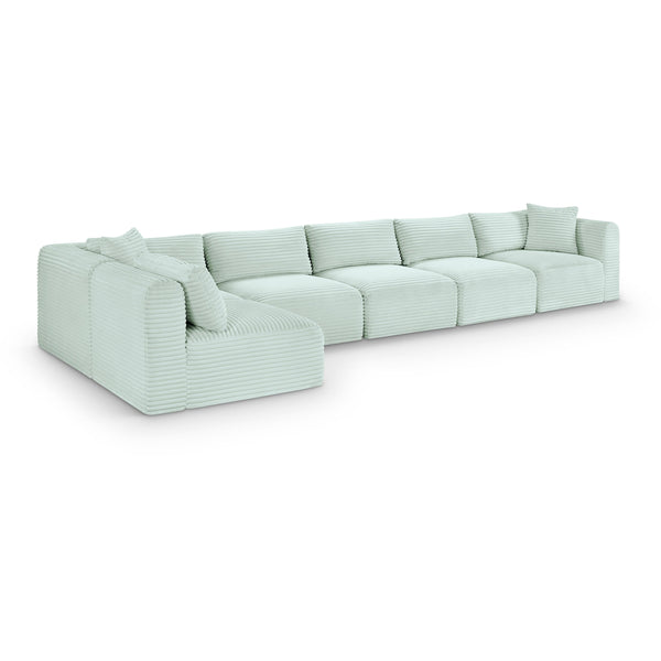 Meridian Shaggy Mint Corduroy Performance Fabric Modular Sectional IMAGE 1
