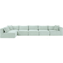 Meridian Shaggy Mint Corduroy Performance Fabric Modular Sectional IMAGE 3