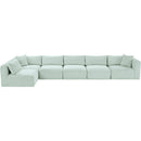 Meridian Shaggy Mint Corduroy Performance Fabric Modular Sectional IMAGE 5