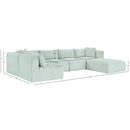 Meridian Shaggy Mint Corduroy Performance Fabric Modular Sectional IMAGE 13