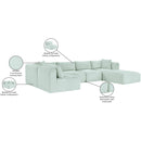 Meridian Shaggy Mint Corduroy Performance Fabric Modular Sectional IMAGE 14