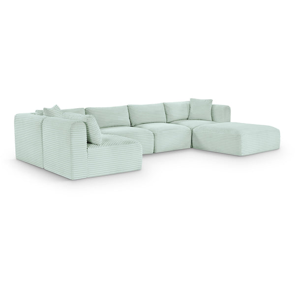 Meridian Shaggy Mint Corduroy Performance Fabric Modular Sectional IMAGE 1