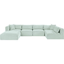 Meridian Shaggy Mint Corduroy Performance Fabric Modular Sectional IMAGE 3
