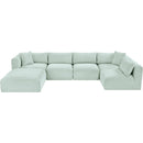 Meridian Shaggy Mint Corduroy Performance Fabric Modular Sectional IMAGE 6