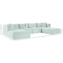 Meridian Shaggy Mint Corduroy Performance Fabric Modular Sectional IMAGE 11