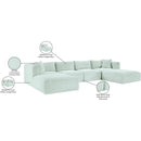 Meridian Shaggy Mint Corduroy Performance Fabric Modular Sectional IMAGE 12