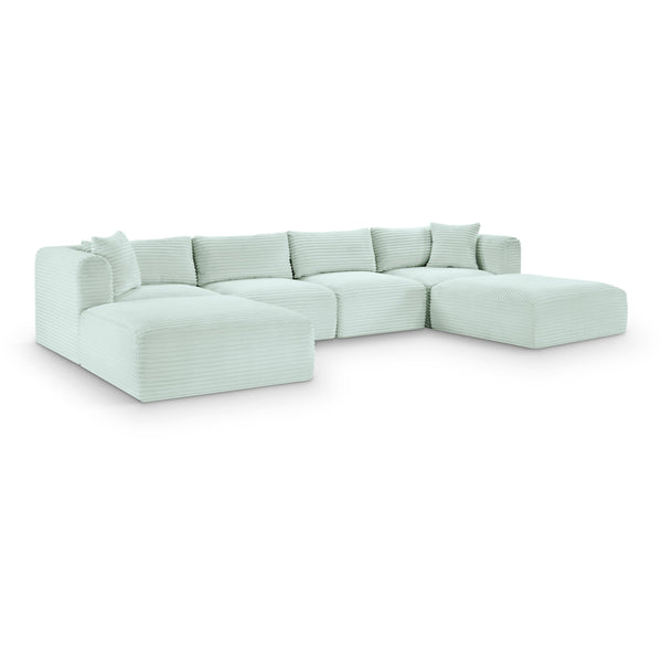 Meridian Shaggy Mint Corduroy Performance Fabric Modular Sectional IMAGE 1