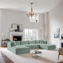 Meridian Shaggy Mint Corduroy Performance Fabric Modular Sectional IMAGE 2