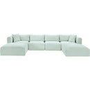 Meridian Shaggy Mint Corduroy Performance Fabric Modular Sectional IMAGE 3