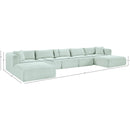 Meridian Shaggy Mint Corduroy Performance Fabric Modular Sectional IMAGE 13