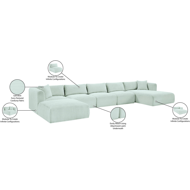 Meridian Shaggy Mint Corduroy Performance Fabric Modular Sectional IMAGE 14