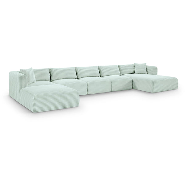 Meridian Shaggy Mint Corduroy Performance Fabric Modular Sectional IMAGE 1