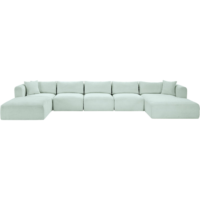 Meridian Shaggy Mint Corduroy Performance Fabric Modular Sectional IMAGE 3