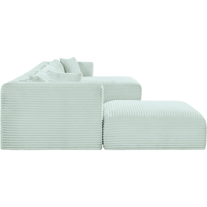 Meridian Shaggy Mint Corduroy Performance Fabric Modular Sectional IMAGE 4