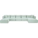 Meridian Shaggy Mint Corduroy Performance Fabric Modular Sectional IMAGE 6