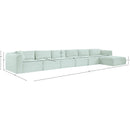 Meridian Shaggy Mint Corduroy Performance Fabric Modular Sectional IMAGE 12