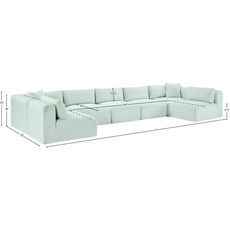 Meridian Shaggy Mint Corduroy Performance Fabric Modular Sectional IMAGE 12