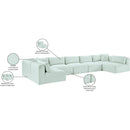 Meridian Shaggy Mint Corduroy Performance Fabric Modular Sectional IMAGE 13