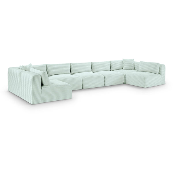 Meridian Shaggy Mint Corduroy Performance Fabric Modular Sectional IMAGE 1