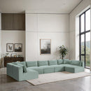 Meridian Shaggy Mint Corduroy Performance Fabric Modular Sectional IMAGE 2